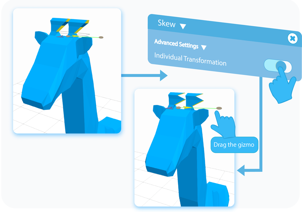 Toggle to enable the Individual Transformation option in the Advanced Settings of the Skew tool